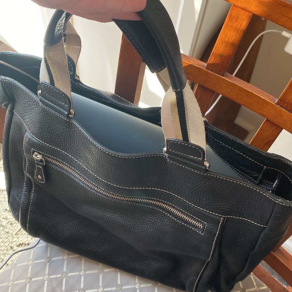 FURLA Black Pebbled Leather Hobo Handbag Purse Bag - Picture 16 of 16
